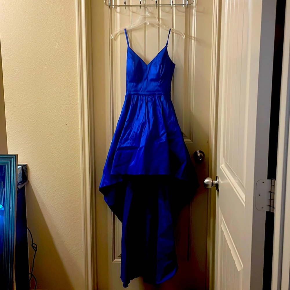 Royal Blue High-Low Homecomings Dress